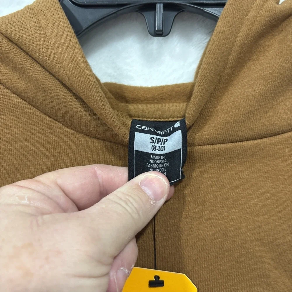 carhartt pullover sweatshirt, Youth Small, Brown With Graphic Logo